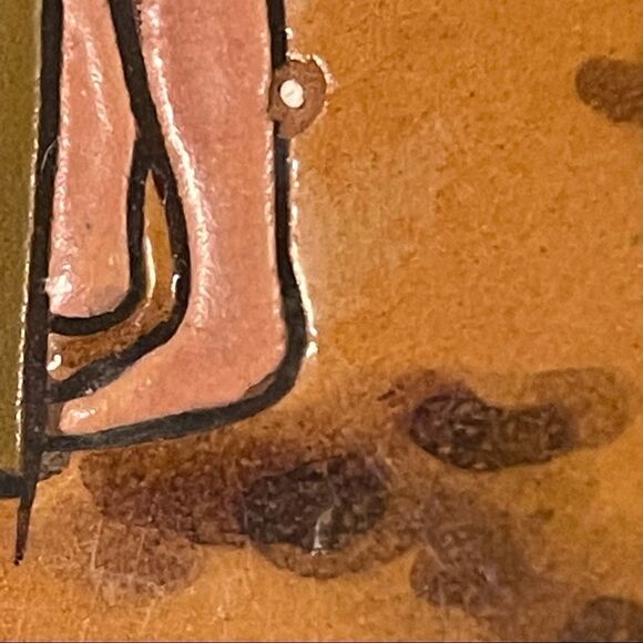 Antique Don Quixote Scene 8” Enameled Clay 8” Square Tiles Custom Framed - Picture 15 of 16